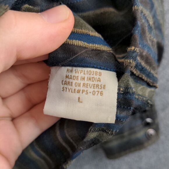 Scully Pearl Snap Button Up Shirt Men's Large Western Brown Striped - Picture 10 of 14